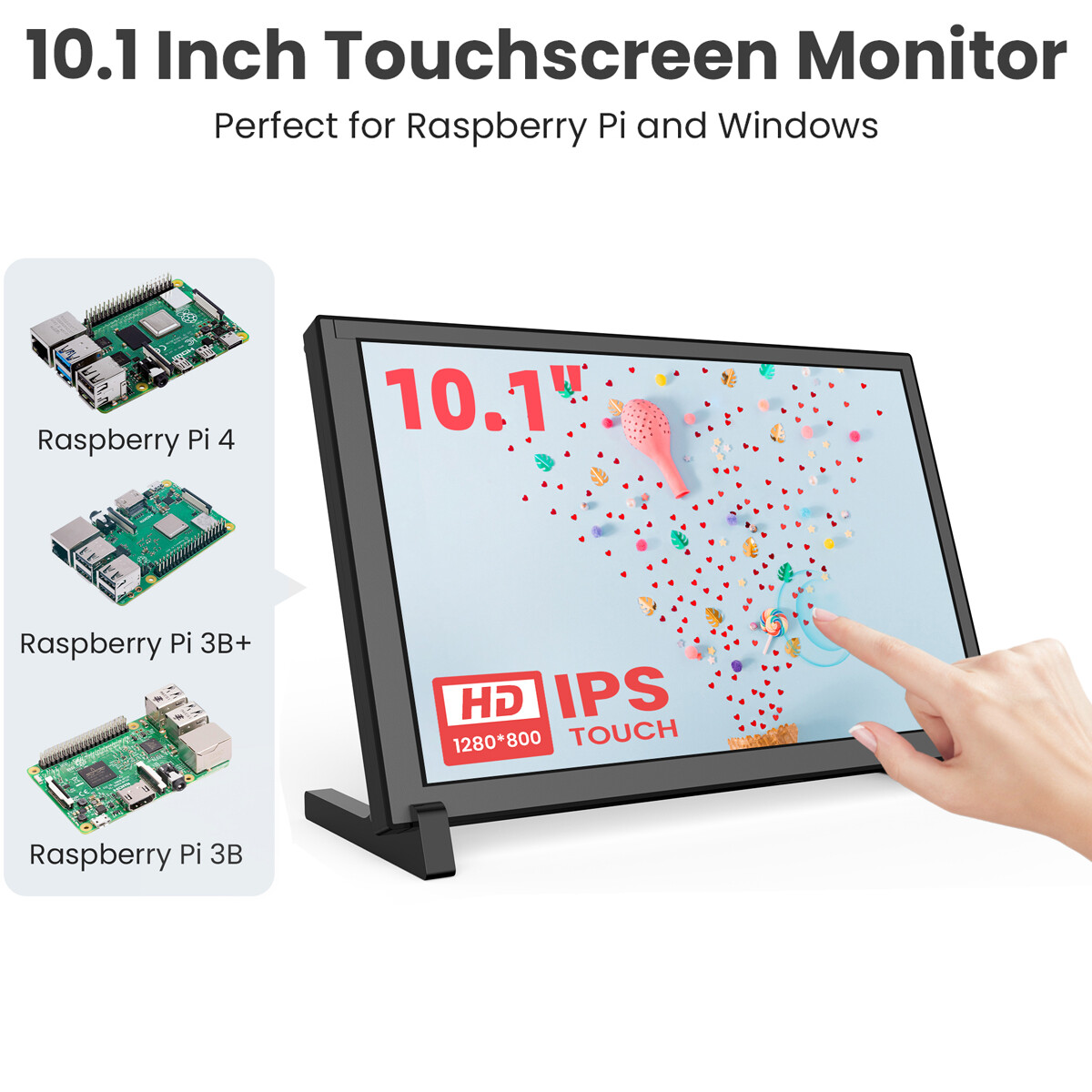 10.1in IPS HDMI Display Portable Touchscreen Gaming Monitor for Raspberry Pi PC