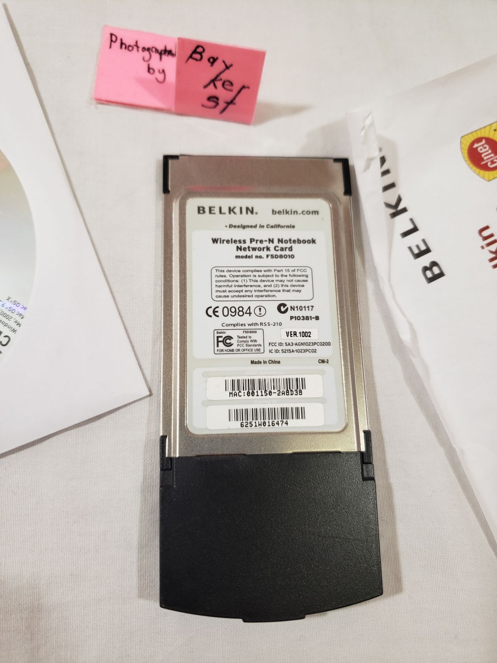 BELKIN Wireless Pre-N Network Card F5D8000 PCMCIA laptop 802.11 g e 802.11g
