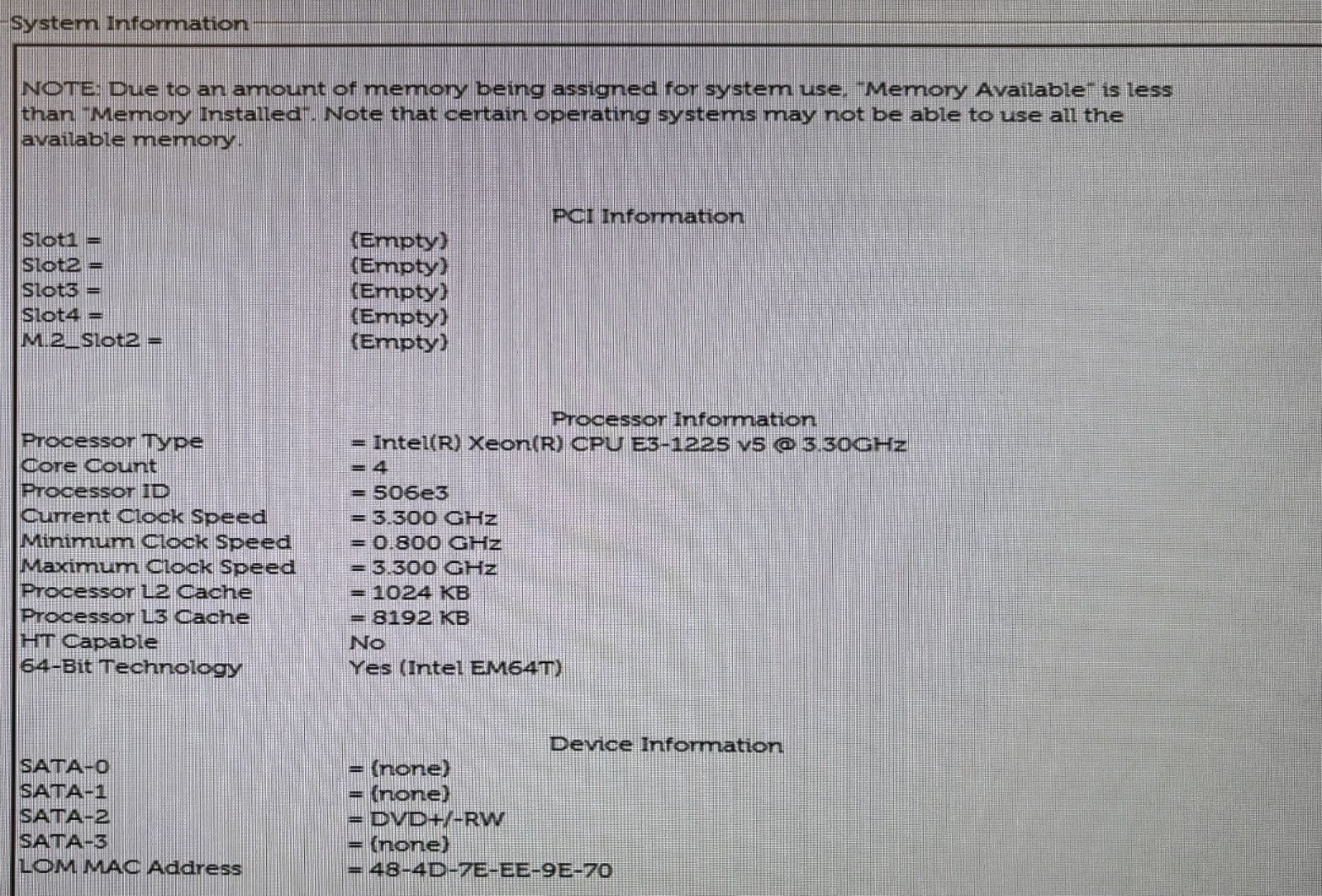 Dell PowerEdge T30 Tower Server Xeon E3-1225v5 8GB NO OS/Storage