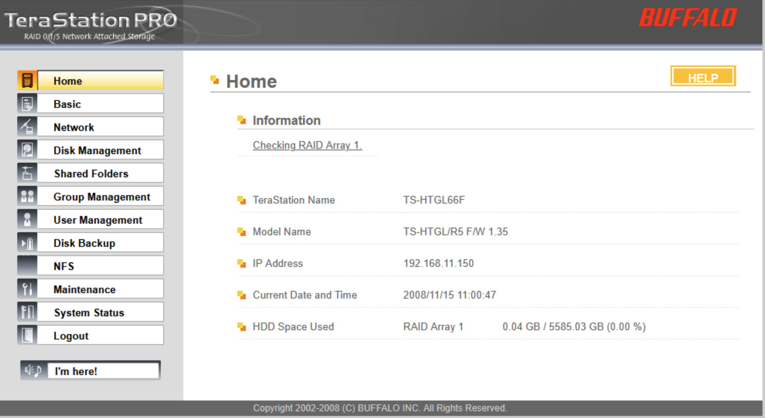 Buffalo TeraStation Pro II TS-H0.0TGL/R5-R NAS, 4-Bay RAID 5 8TB (4x2TB)