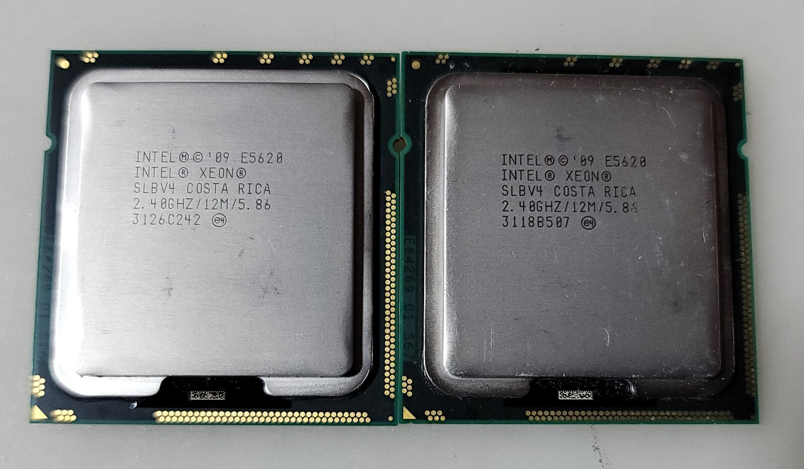 Lot of 2 Intel Xeon E5620 SLBV4 2.40Ghz/12M/5.86 4 Core LGA1366 CPU Processor