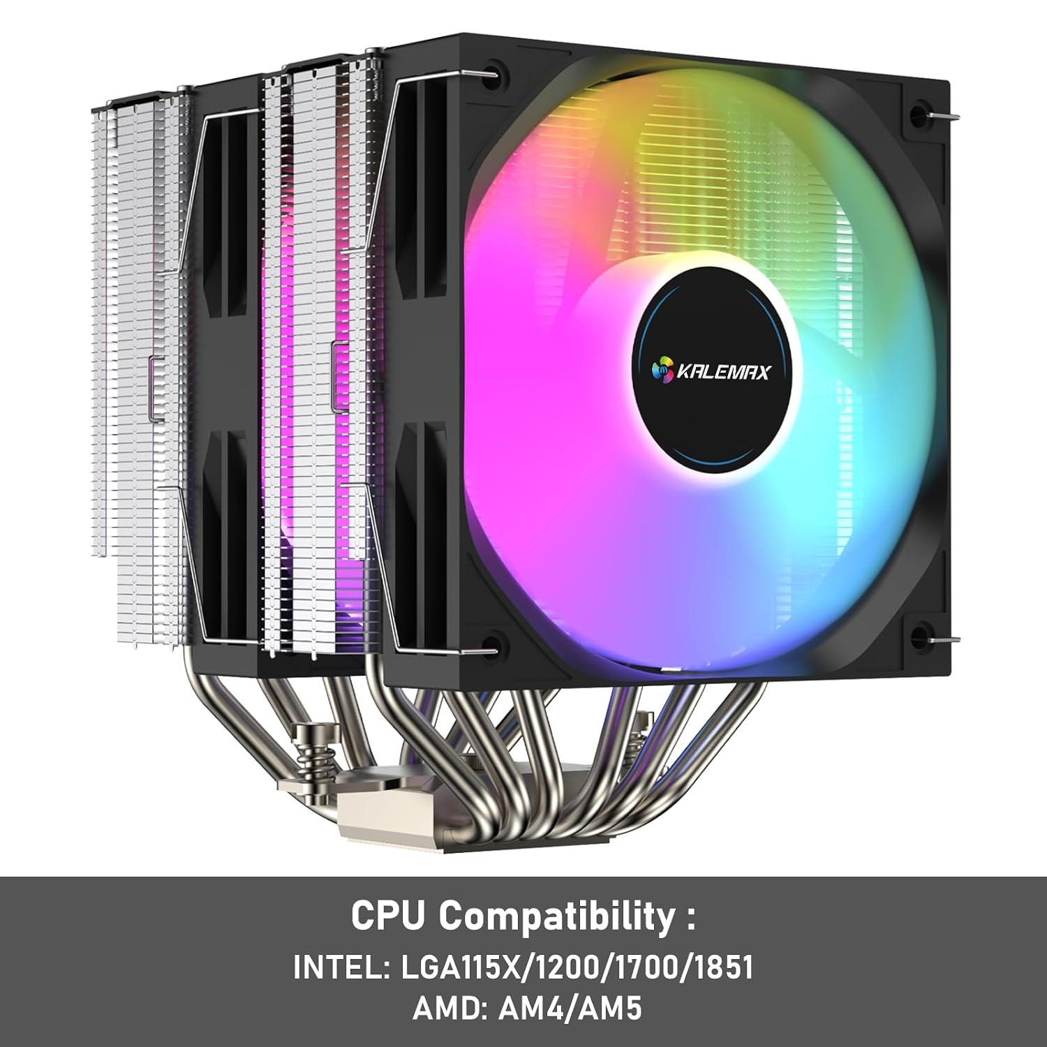 CPU Cooler Dual-Tower 6×6Mm Heat Pipes CPU Cooling Dual 120Mm ARGB PWM Fan…