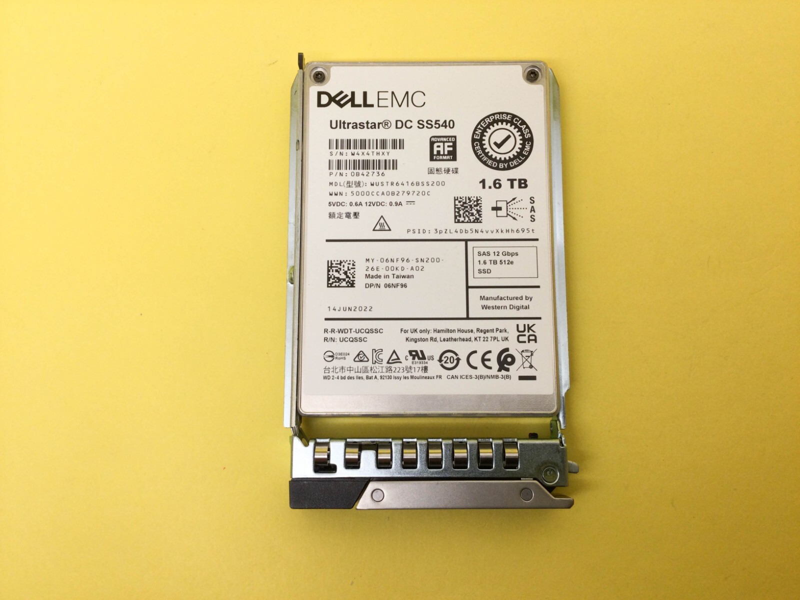6NF96 Dell 1.6TB SAS 12Gb/s Mix Use 2.5in SSD 06NF96 WUSTR6416BSS200