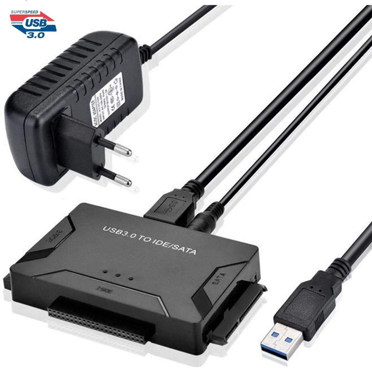 USB 3.0 IDE/SATA Converter Hard Drive Adapter for 2.5″ 3.5″ HDD SSD Optical Drv