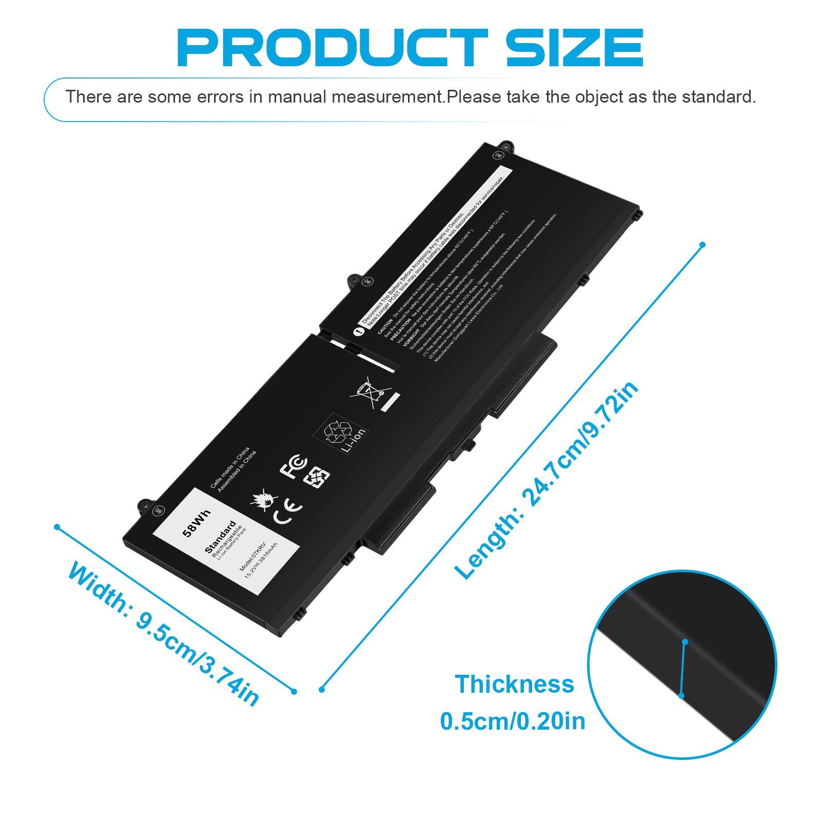 ✅07KRV 58Wh Battery for Dell Latitude 5330 5430 5530 Precision 3570 H4PVC M69D0