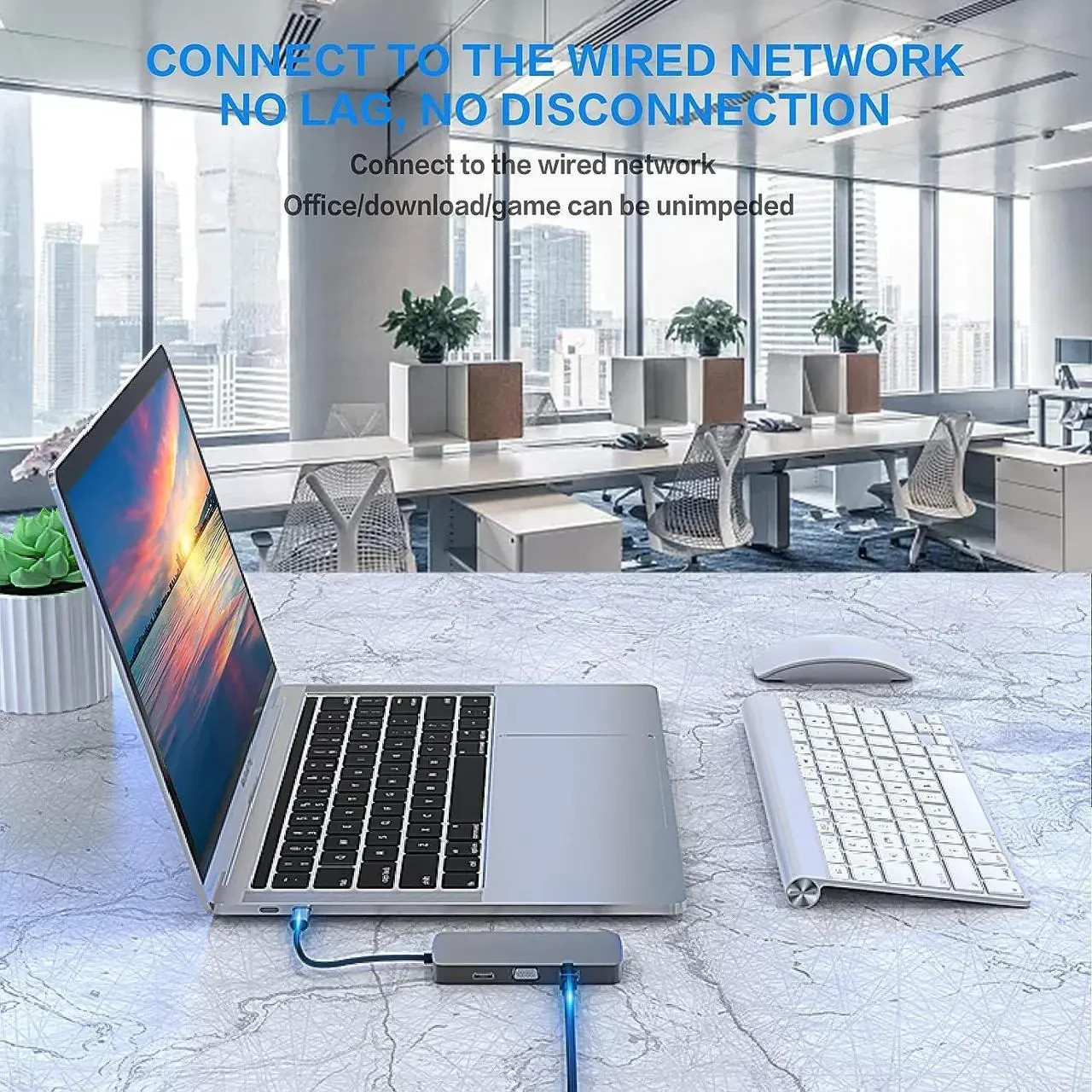 10 In 1 Multiport HUB USB-C Adapter HDMI VGA USB 3.0 RJ45 SD TF Card Audio Jack