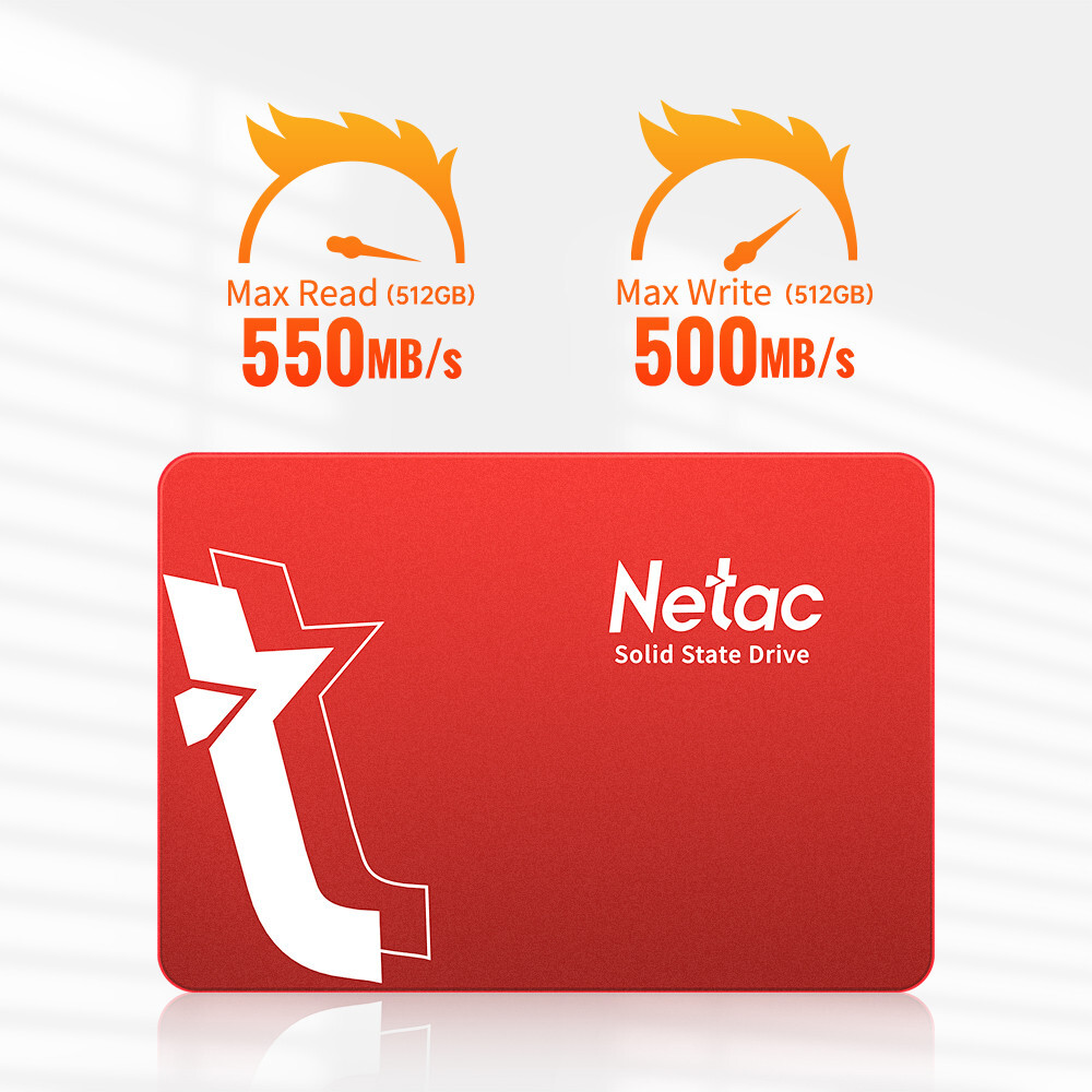 Netac 512GB SSD 3D NAND 2.5” SATA III 6GB/s Internal Solid State Drive 550MB/s