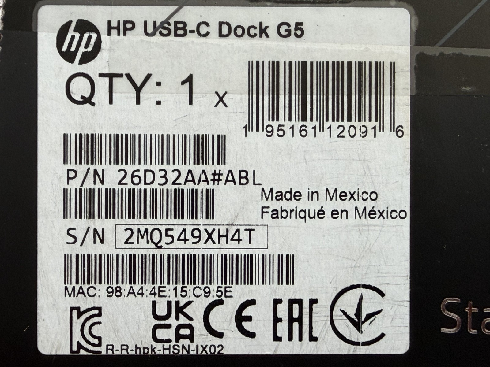HP – G5 USB-C Universal Docking Station – Black 26D32AA#ABL