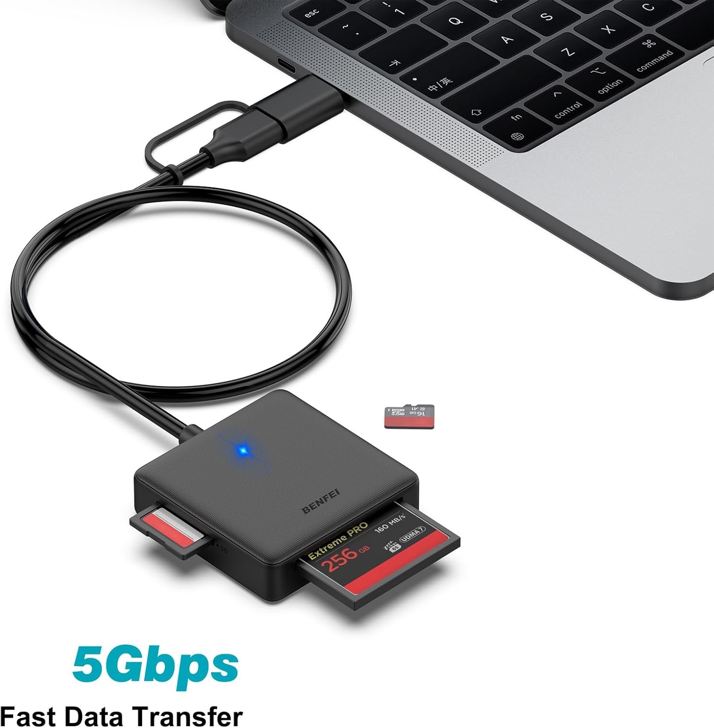 Memory Card Reader 4In1 USB 3.0 and USB-C to SD Micro SD MS CF Card Reader