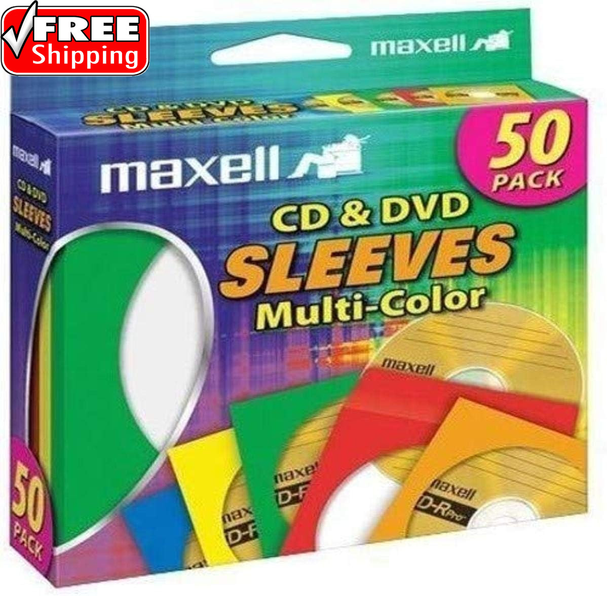 190134 CD & DVD Paper Storage Envelope Sleeves with Clear Plastic Windows Multi-