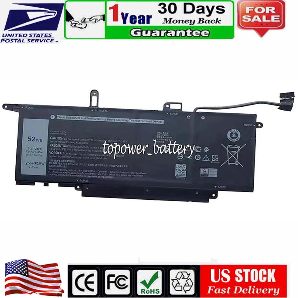 Battery for Latitude 7400 2-in-1 Latitude 9410 2-in-1 Series NF2MW 02K0CK 7.6V