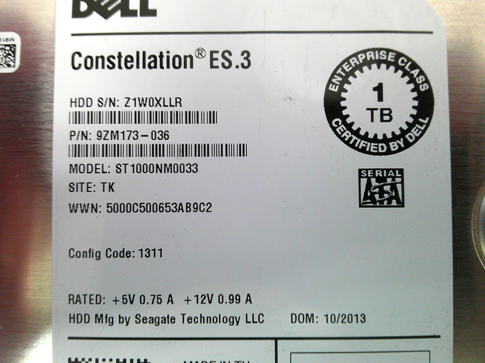 DELL Constellation ES.3 Enterprise 3.5″ ST1000NM0033 1TB Server HDD