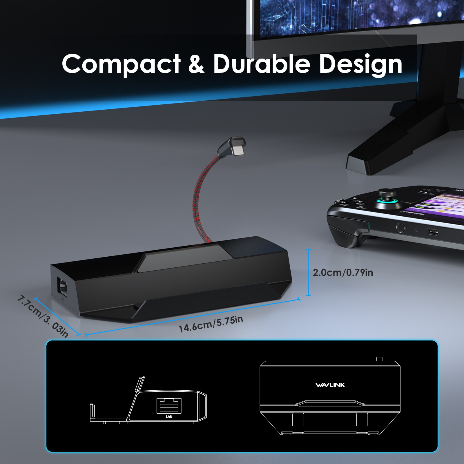 Steam Deck Dock Docking Station for Steam Deck/ROG Ally 4K@144Hz HDMI 2.1 100WPD