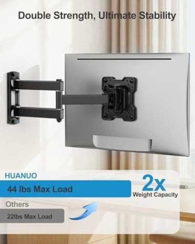 HUANUO Single TV Monitor Wall Mount Bracket for 17 to 34 Inch Screens,Black