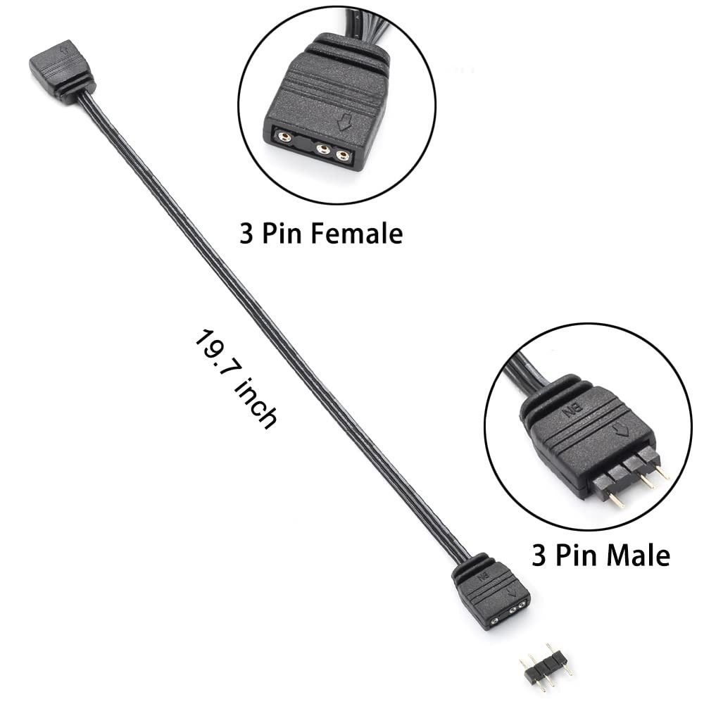 ARGB Splitter Extension Cable 3 Pin Addressable RGB Splitter Expand Computer PC