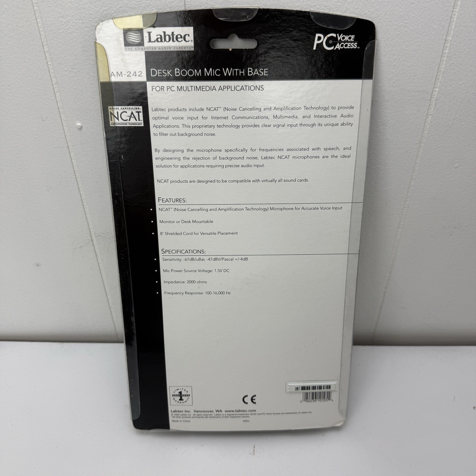 Labtec AM-242 Cable Consumer Microphone Desk Boom Mic with Base NCAT New