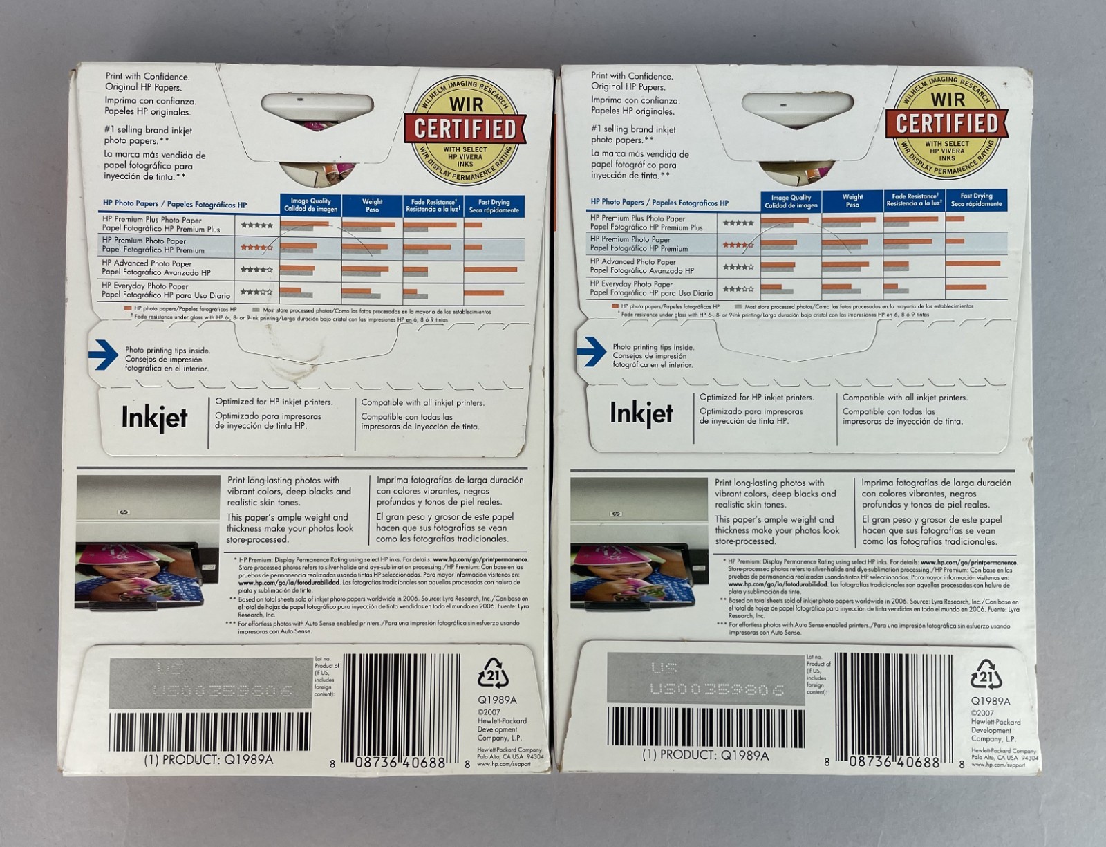 NEW HP Premium Photo Paper 4×6 10mil Glossy New Sealed 2 Packs 120 sheets