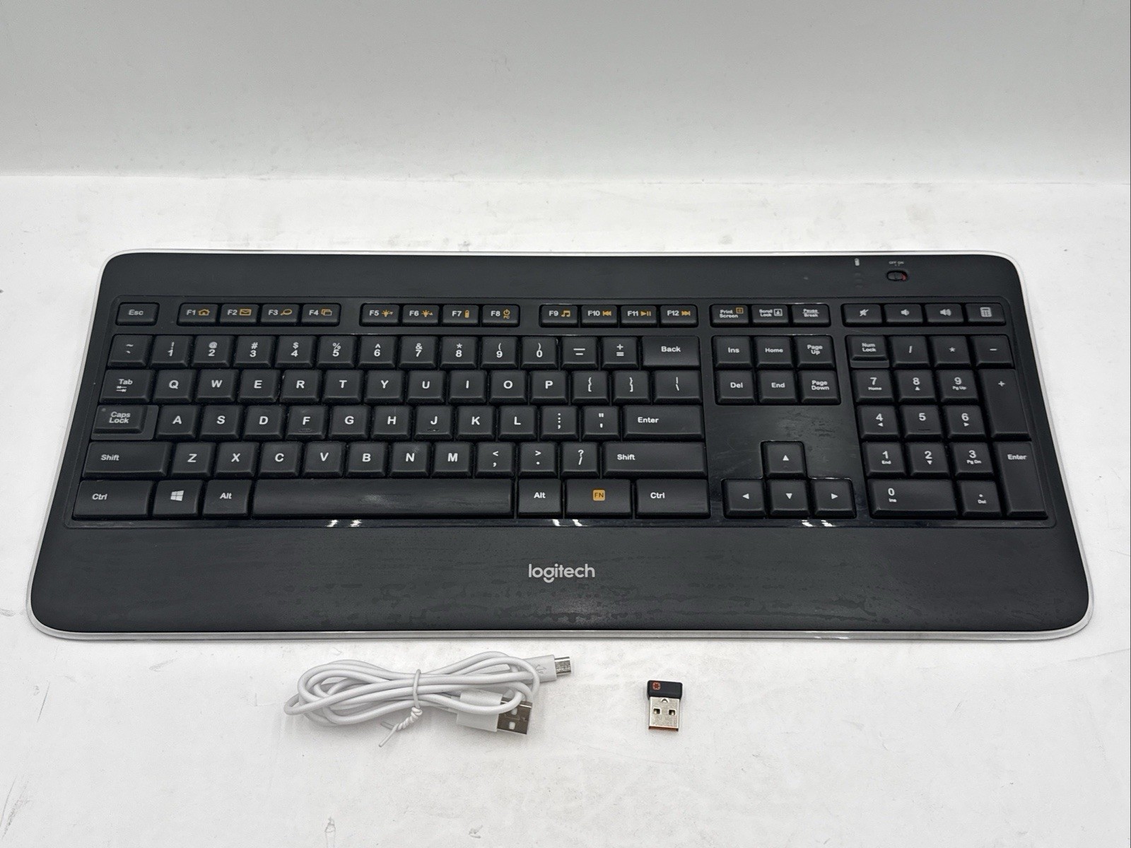 Logitech K800 Illuminated Wireless Keyboard with USB Dongle & Charging Cable