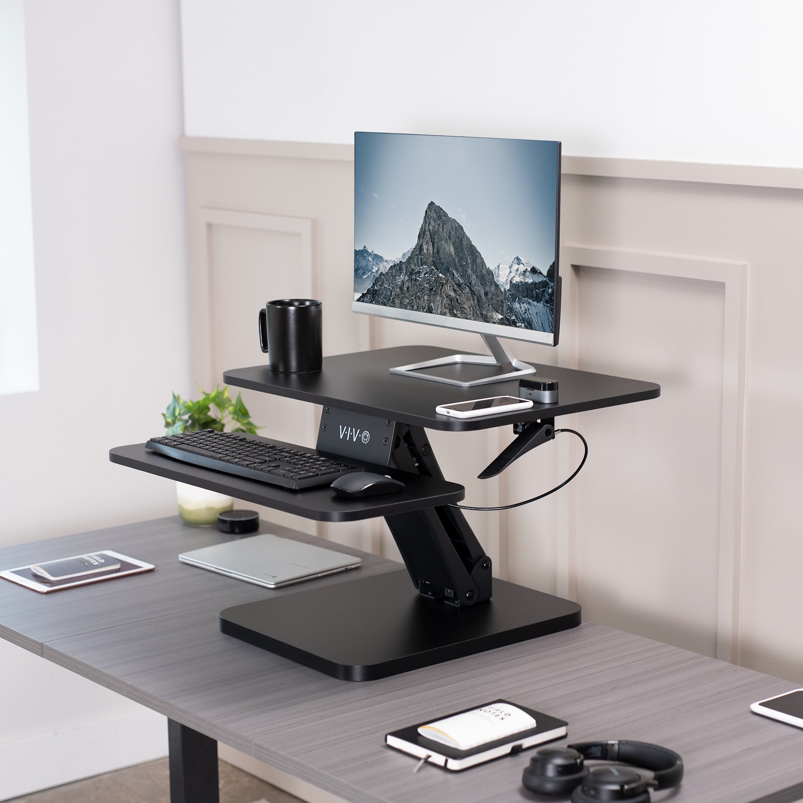 VIVO Height Adjustable Standing Desk Gas Spring Riser 25″ Tabletop Sit Stand