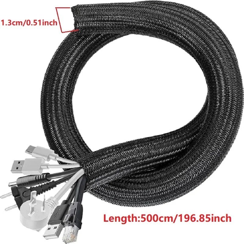 Braided Cable Sleeve PET Nylon Wrapping Wire Protector Casing Desk PC TV Cord