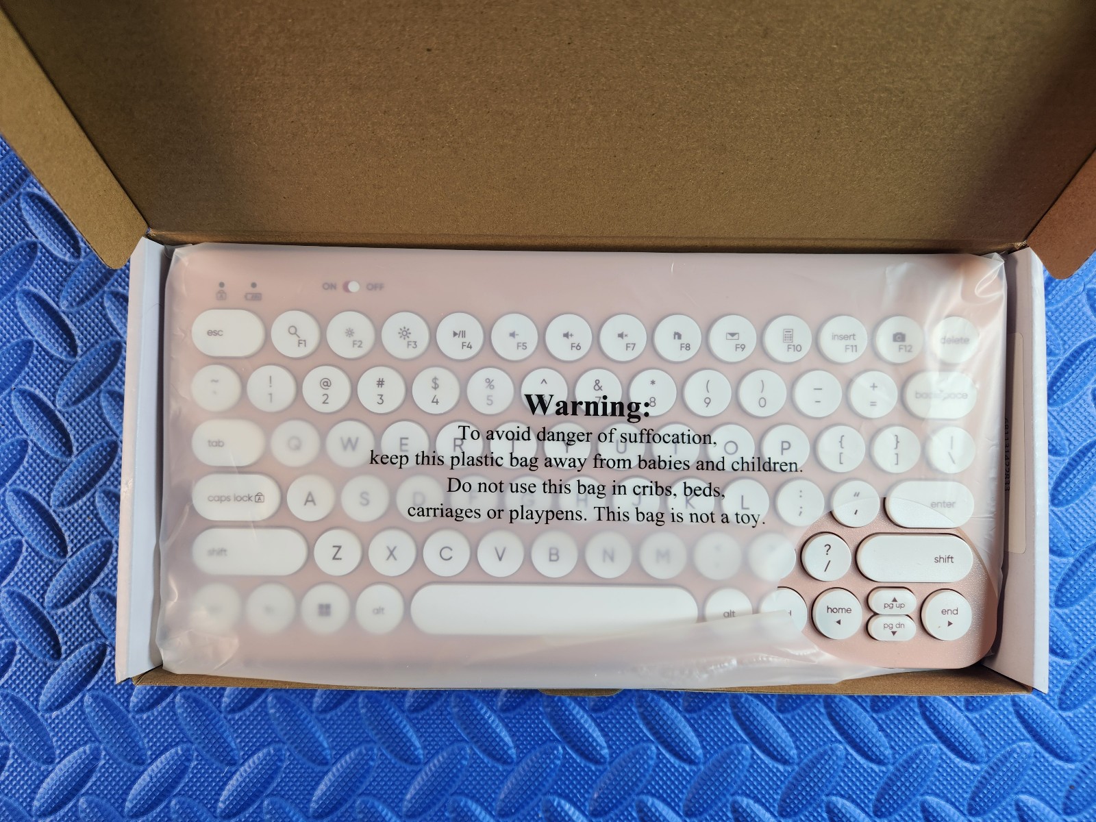 Onn. Compact Wireless Keyboard 78 Keys Retro-Style Round Keycaps – Pink