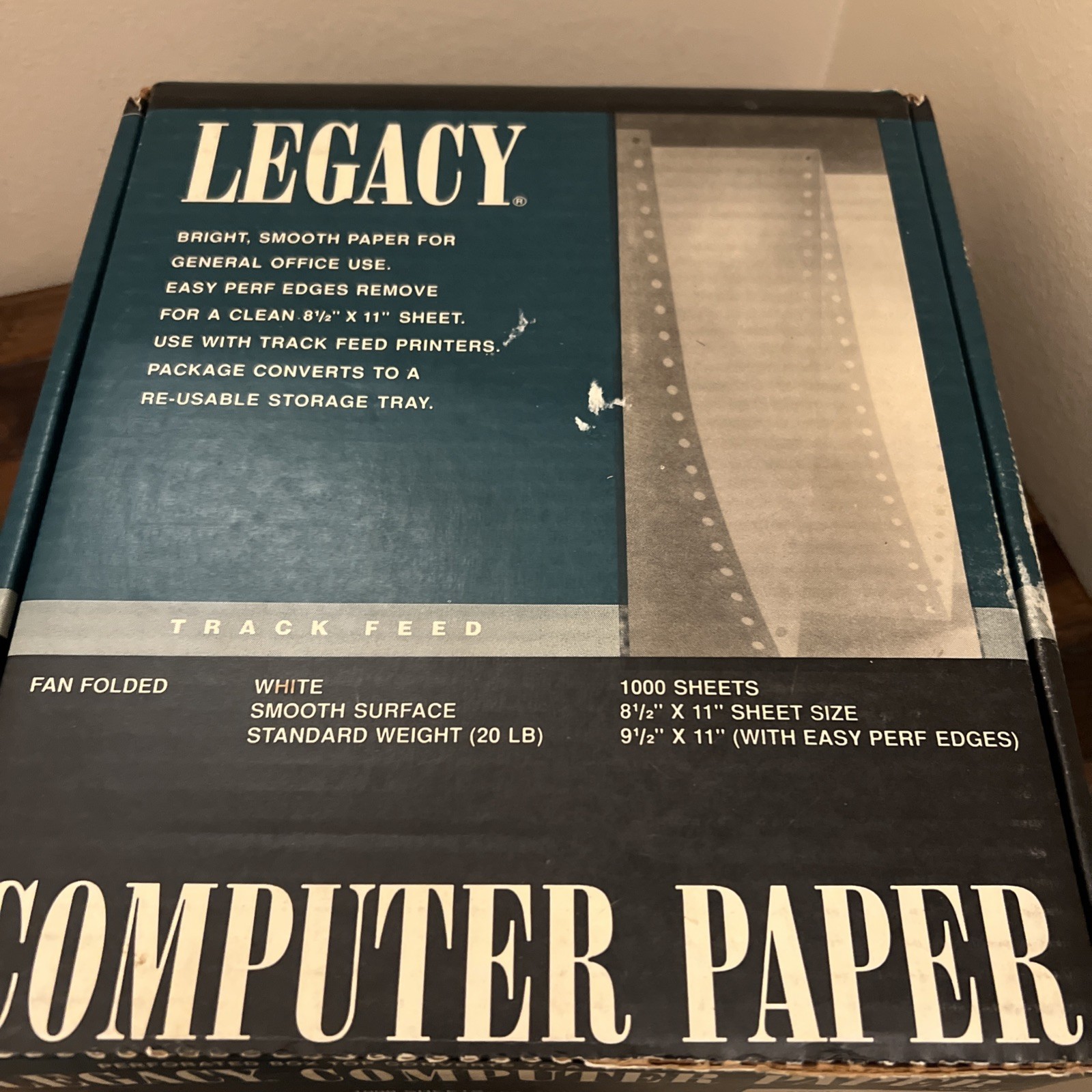 Legacy Computer Paper 9.5 X 11 Fan Fold Track Feed 1000 Sheet Open Box Matrix