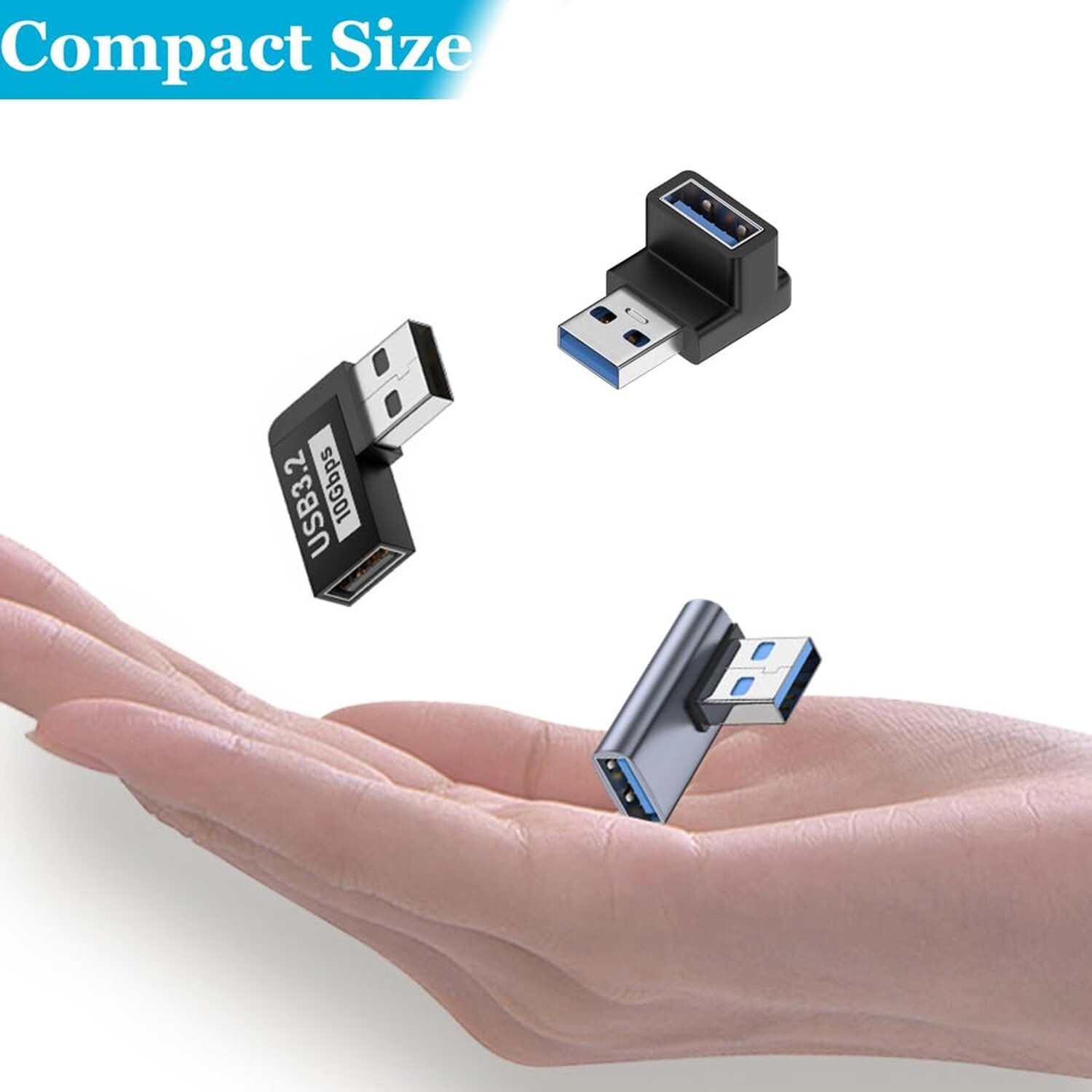 6 Pack 10Gbps USB 3.1 Male to Female Adapter Up Down Left Right 90 Degree Rig…