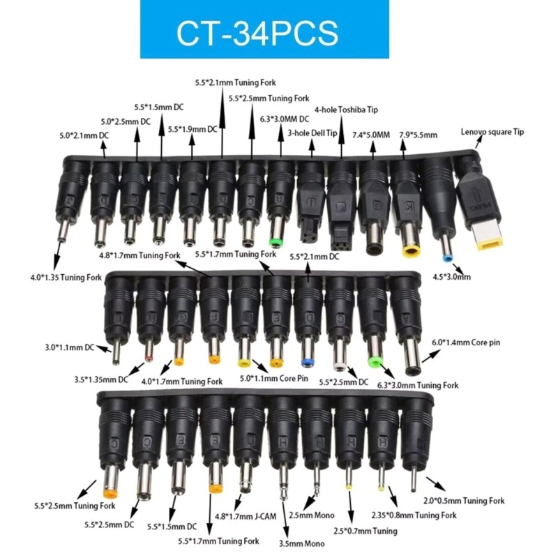 Laptop TypeC DC Adapter Power Supply Charging Converter DC Adapter Cord 34 Plugs