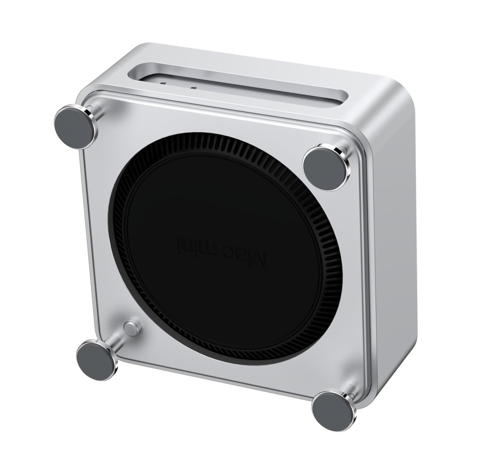 MacMini M4 Holder with Power Switch – Improve Airflows Solid Aluminum Heatsink