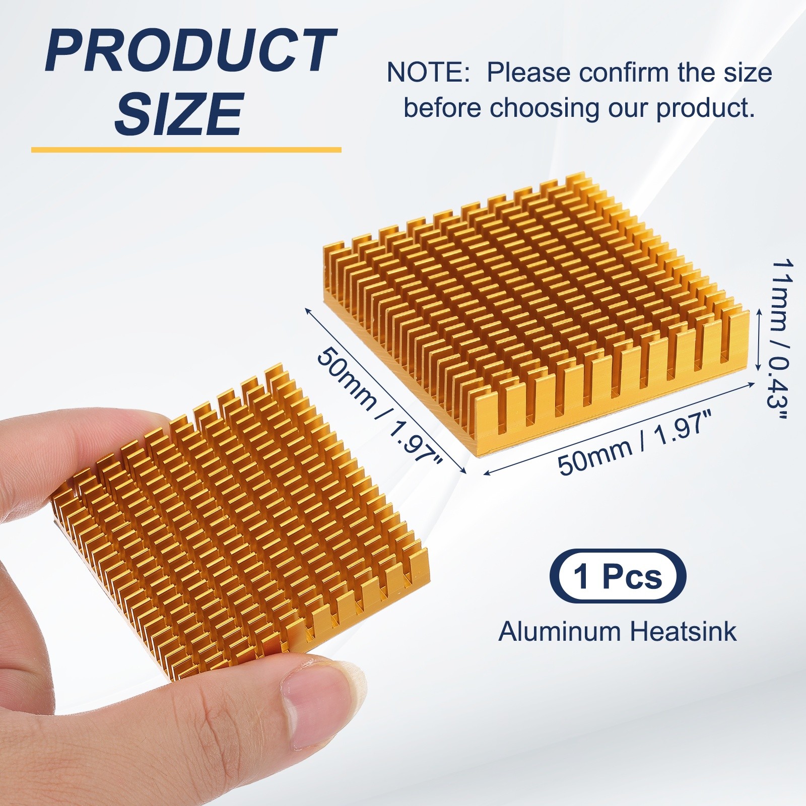 Heatsink 50x50x11mm Aluminum Heat Sink with Thermal Blue Sticker Gold