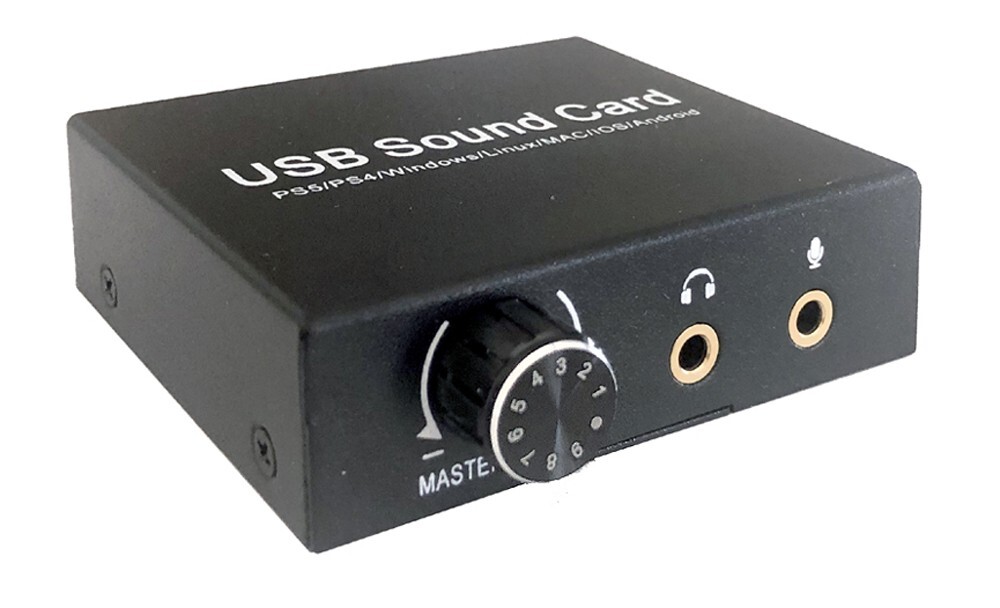 Plug-And-Play USB Sound Card For PC PS4 PS5 Android OS With Volume Bass Control