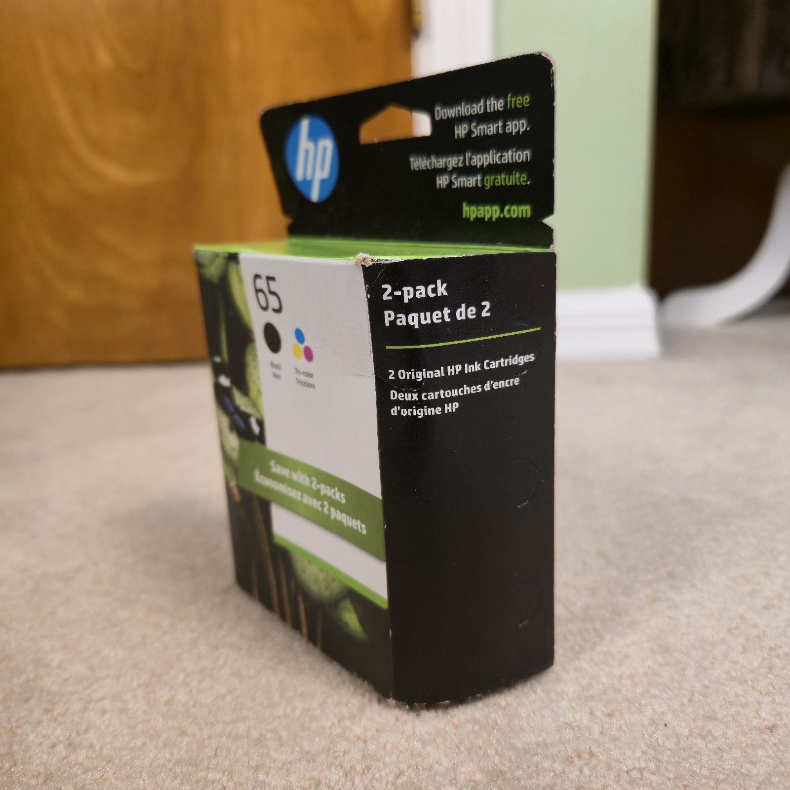 GENUINE HP 65 2-pack Black/Tri-color Original Ink Cartridges, Exp: 07/2027
