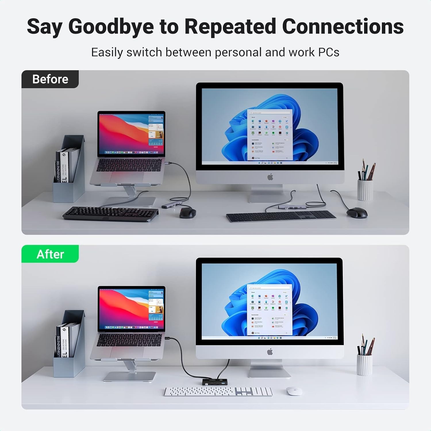 USB 3.0 2-to-4 Switch Selector with One-Button Control & Cables