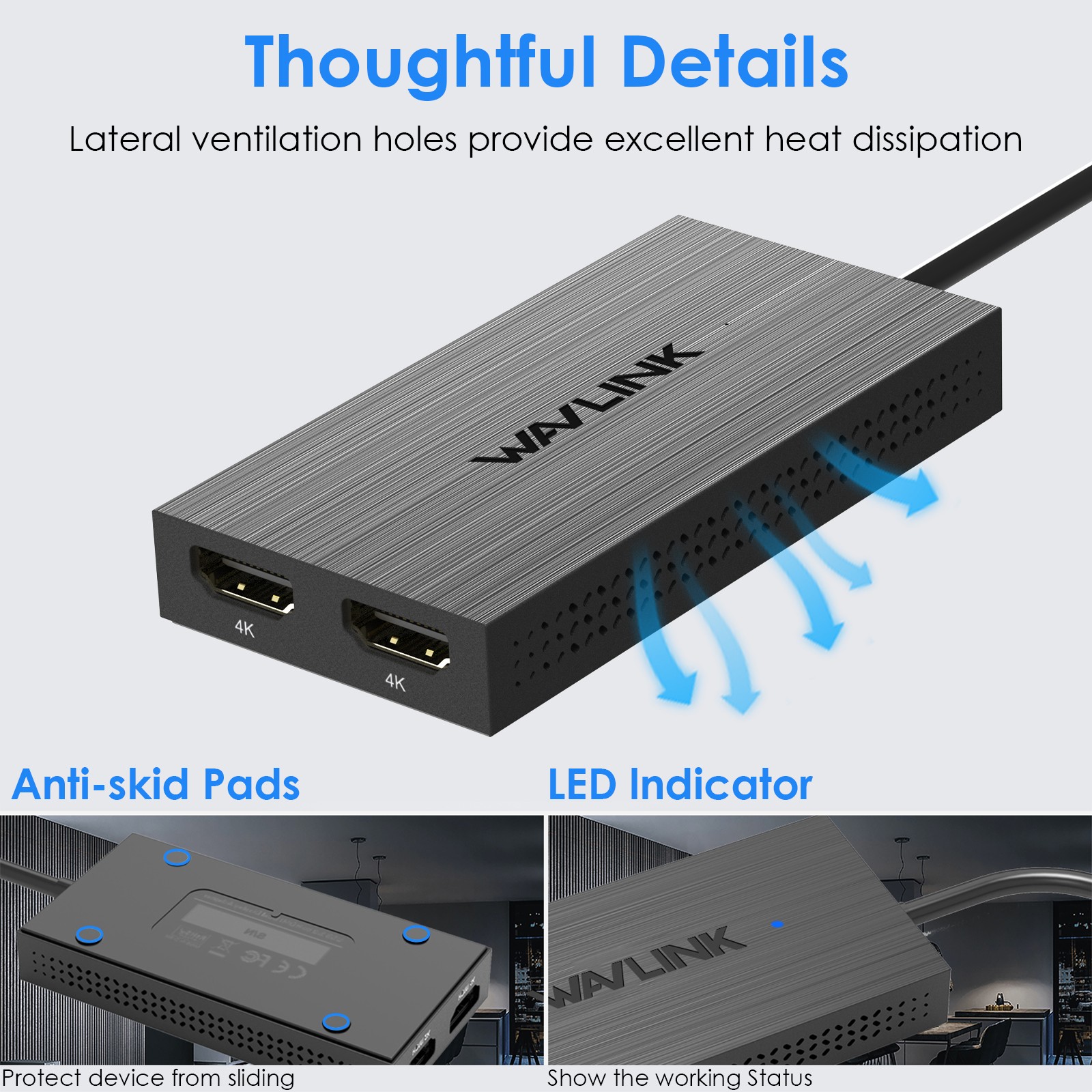 WAVLINK USB 3.0/USB C to Dual HDMI 4K@60hz Adapter Splitter Extended Displays