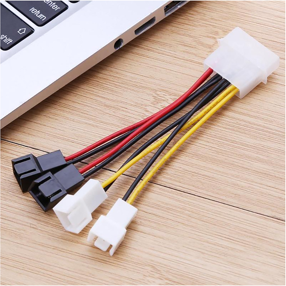 4Pin Molex to 3Pin fan Power Cable Adapter Connector – 2pcs