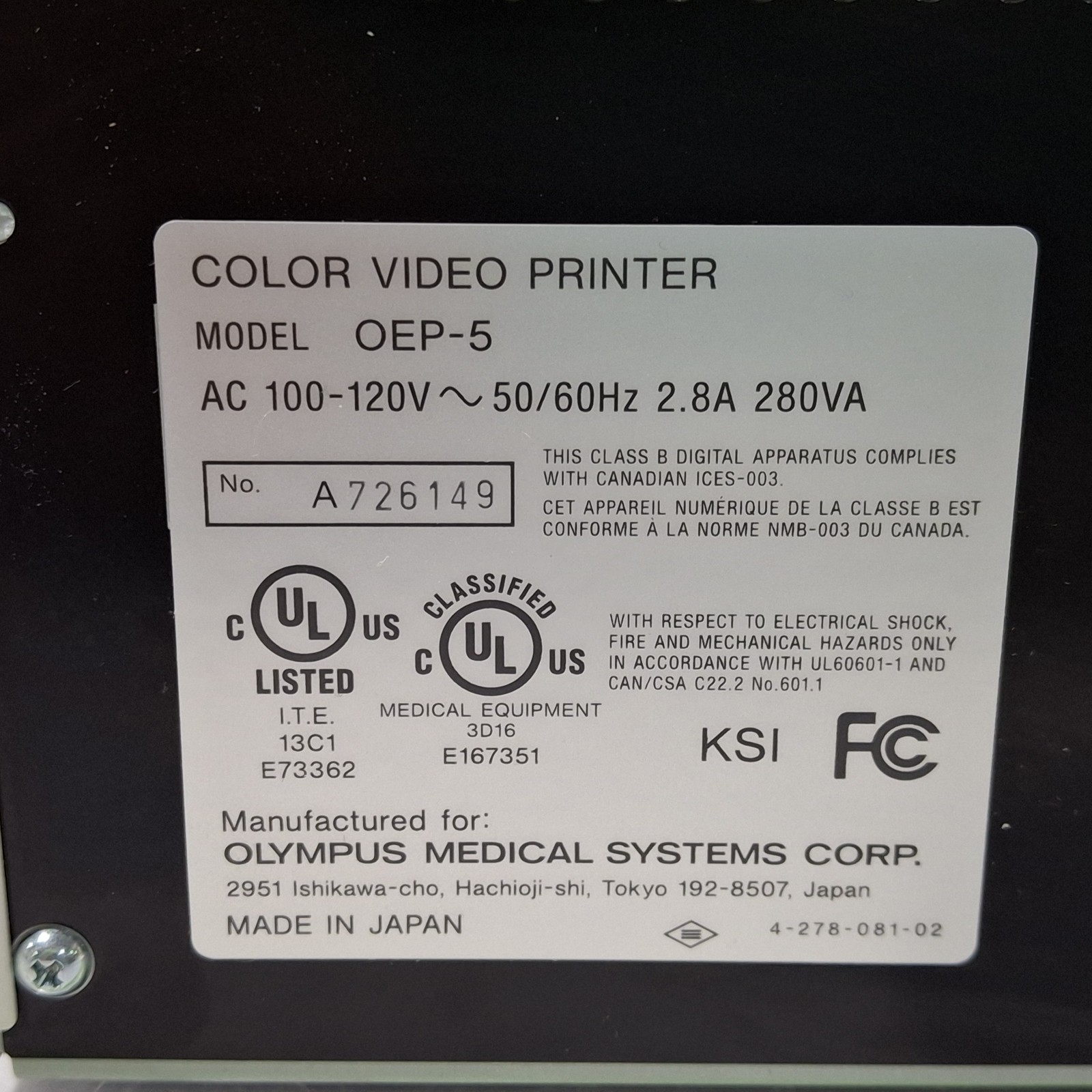 Olympus OEP-5 Color Video Printer