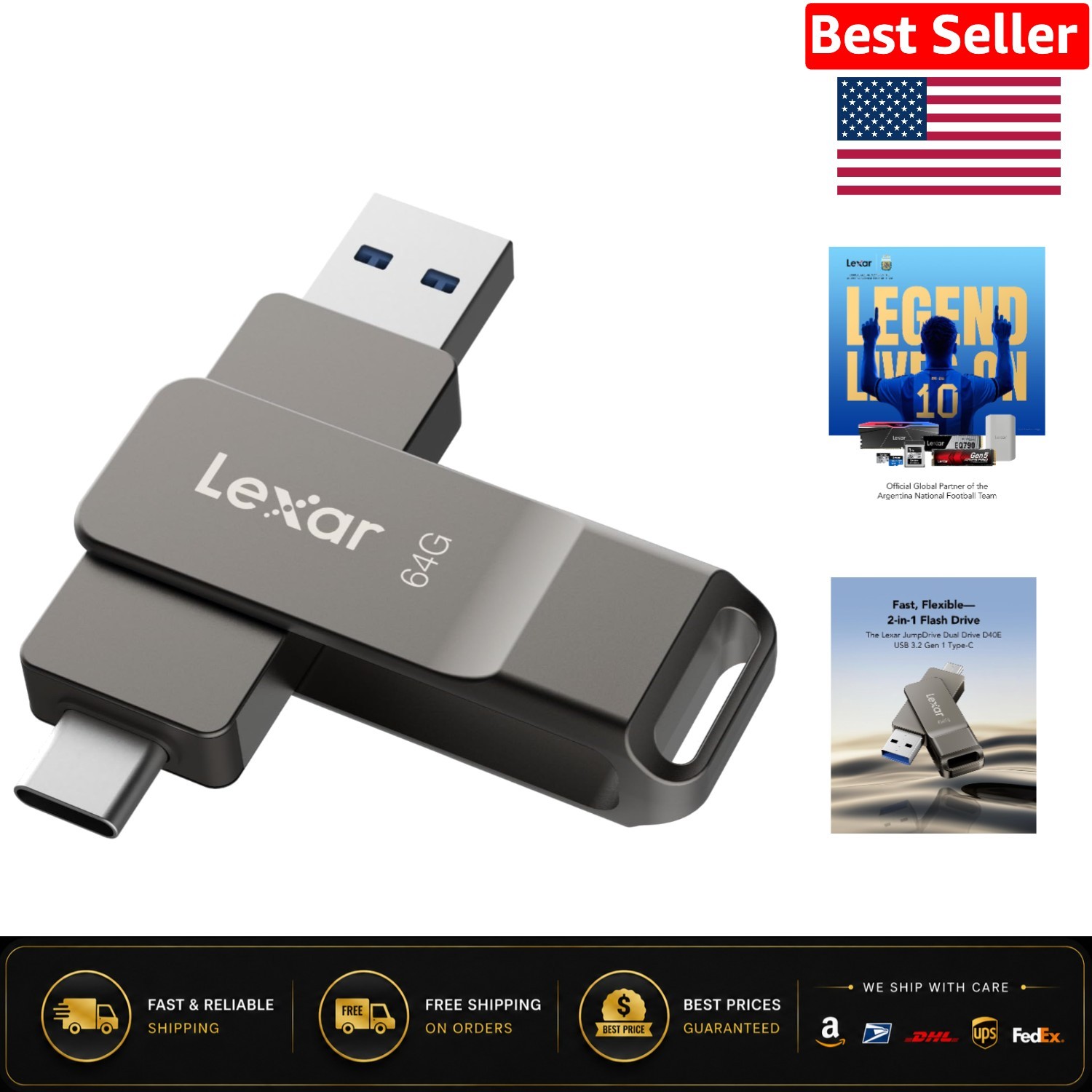 Compact 64GB USB 3.2 Jump Drive – Durable Metal Housing & Security Features