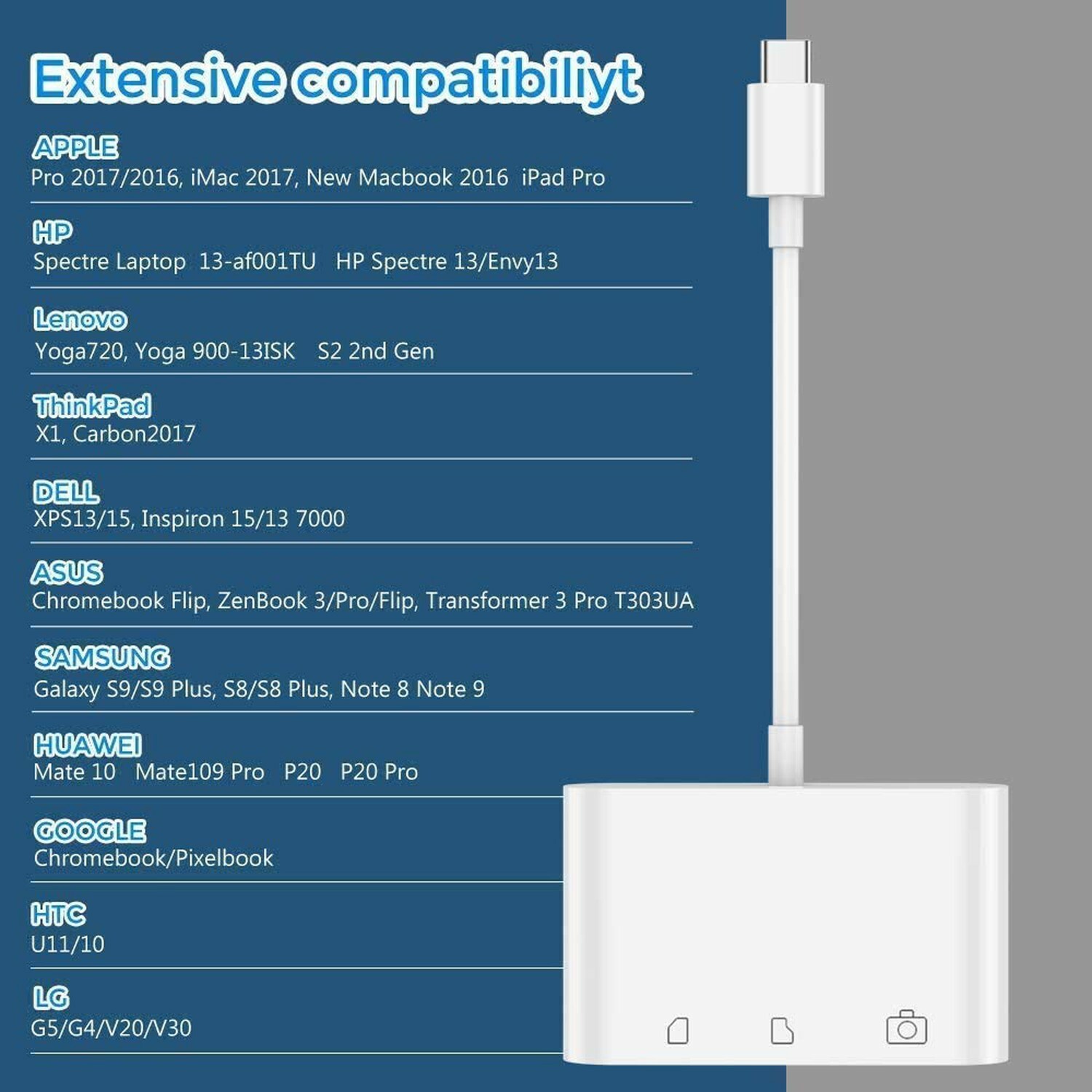 USB C SD Card Reader, 3 in 1 USB Type C to USB Camera Memory Card Adapter Hub