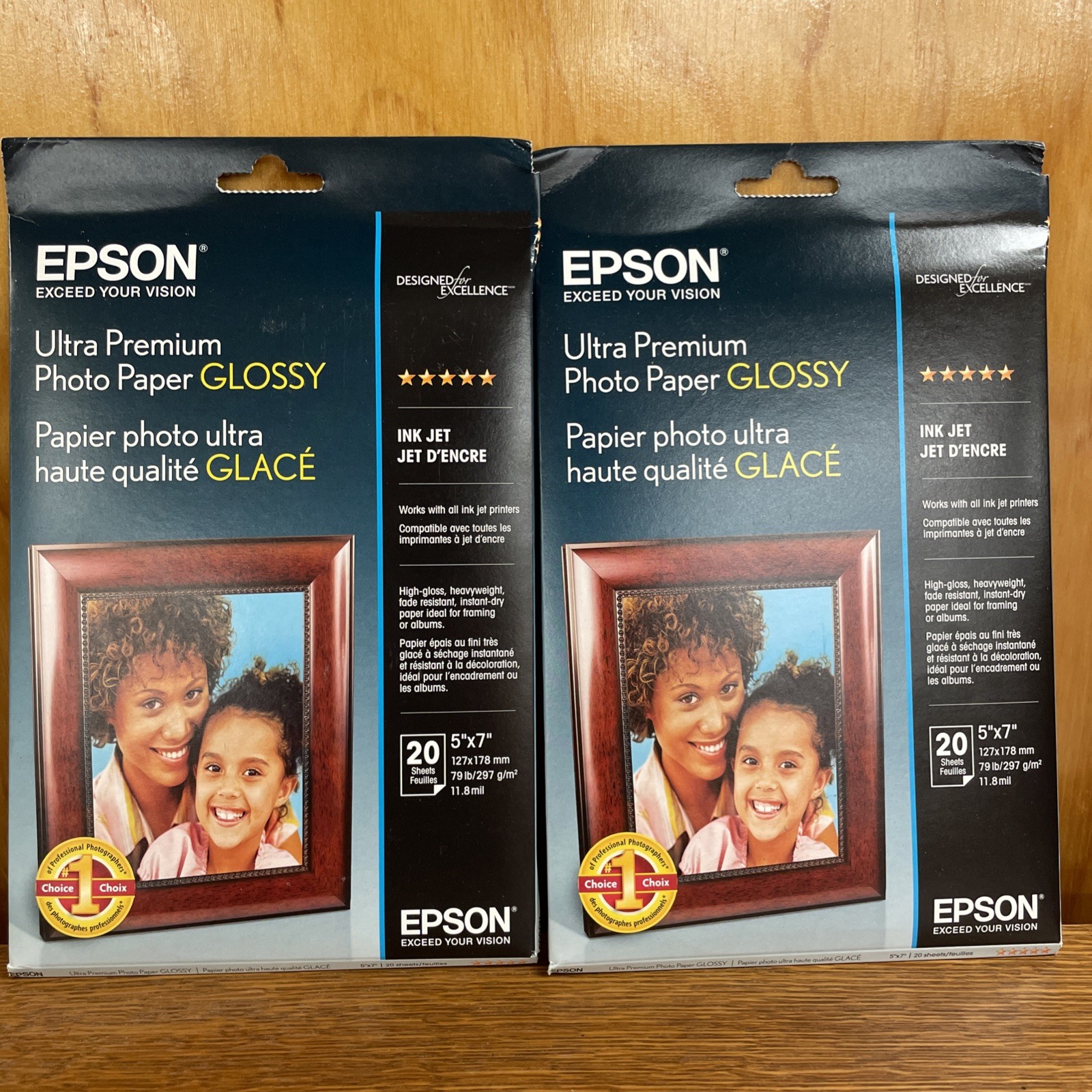 Epson Ultra Premium Photo Paper GLOSSY 5×7 Inches, 20 Sheets S041945 Lot Of 2