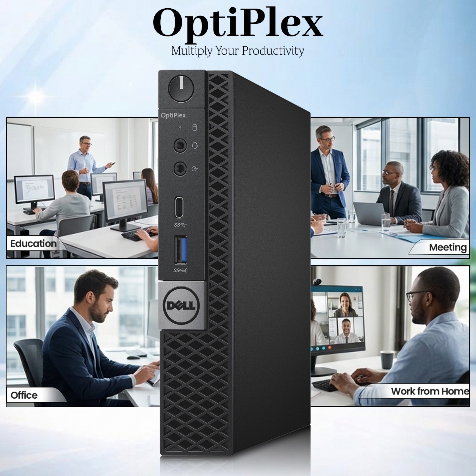 DELL Windows 11 OptiPlex Micro Desktop PC i5-7th 32GB RAM 1TB SSD Dual 24″ WiFi