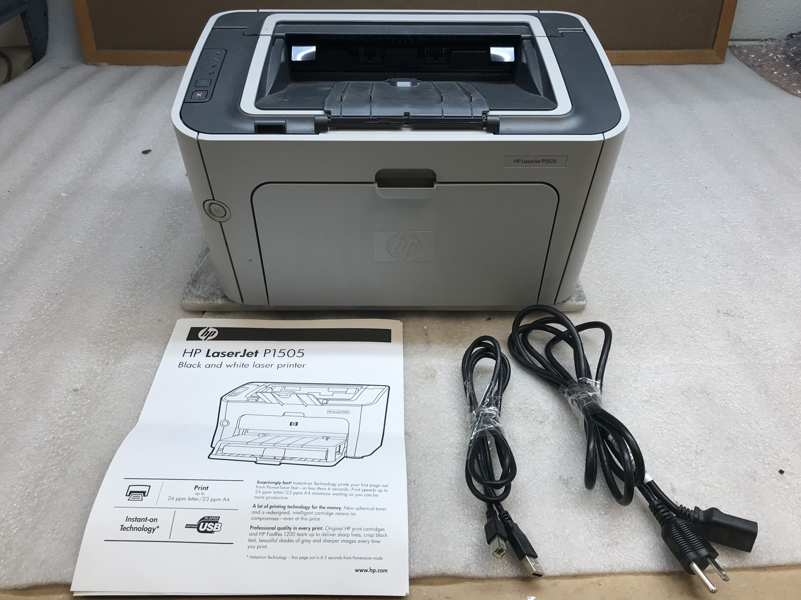 HP Laserjet P1505 CB412A Desktop Monochrome Printer Toner Power USB Cables Inc