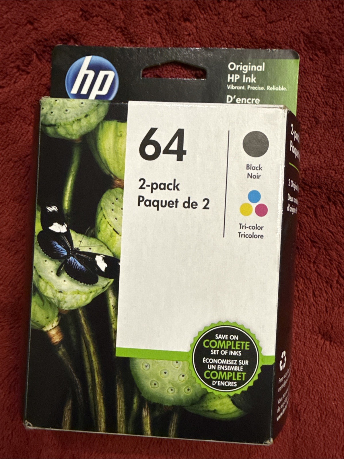 HP 64 Black Tricolor Ink Cartridge Set X4D92AN N9J89AN N9J90AN Exp 01/2021