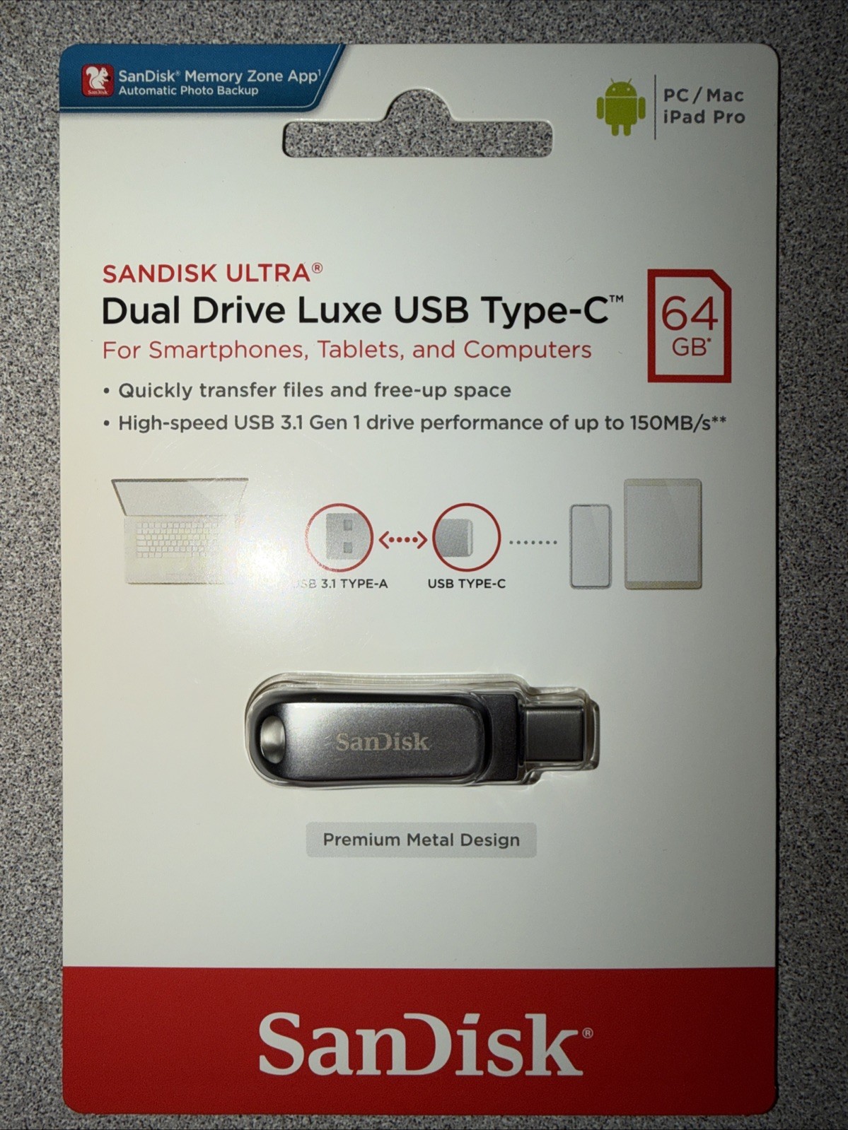 SanDisk Ultra Dual Drive Luxe USB Type-C SDDDC4-064G-A46 NEW 64GB