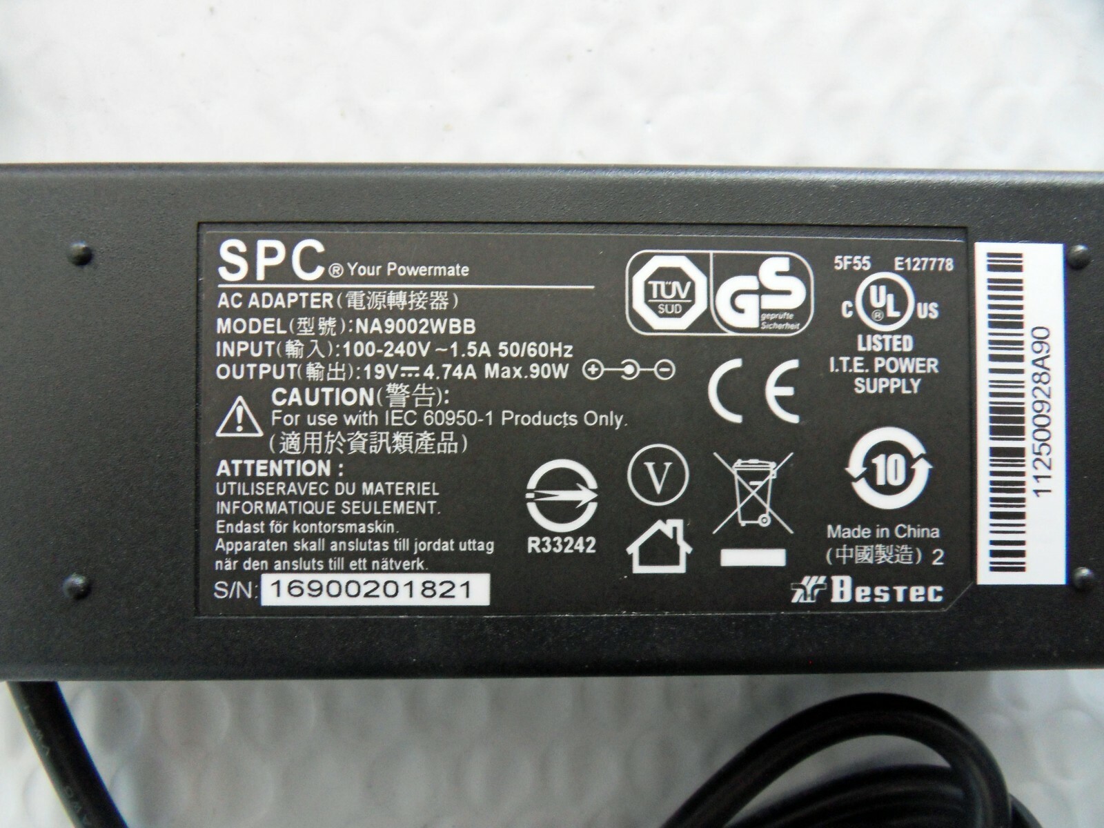 Genuine OEM Bestec NA9002WBB 90W 19V 4.74A Laptop Charger fits many Dell models