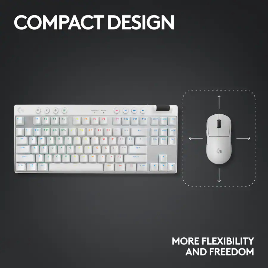 G PRO X TKL LIGHTSPEED Gaming Keyboard-WHITE-US-2.4GHZ/BT-TACTILE 920-012143