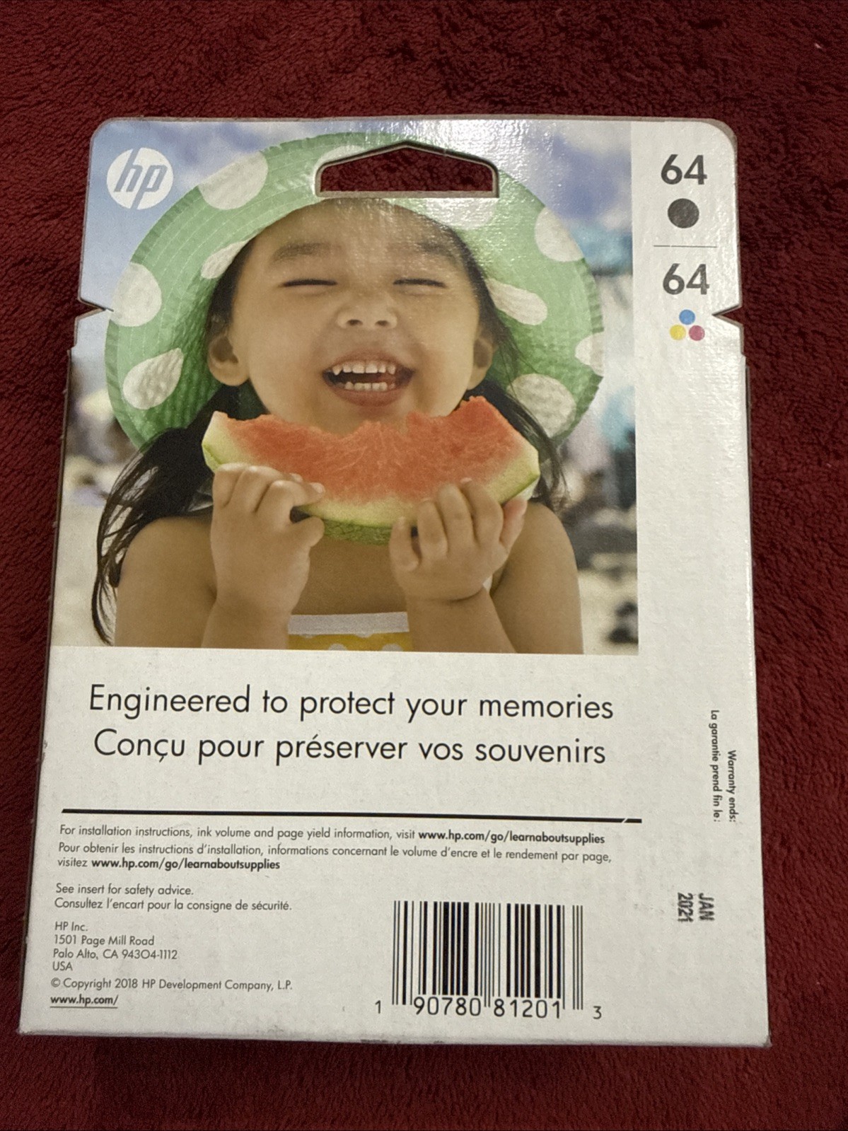 HP 64 Black Tricolor Ink Cartridge Set X4D92AN N9J89AN N9J90AN Exp 01/2021