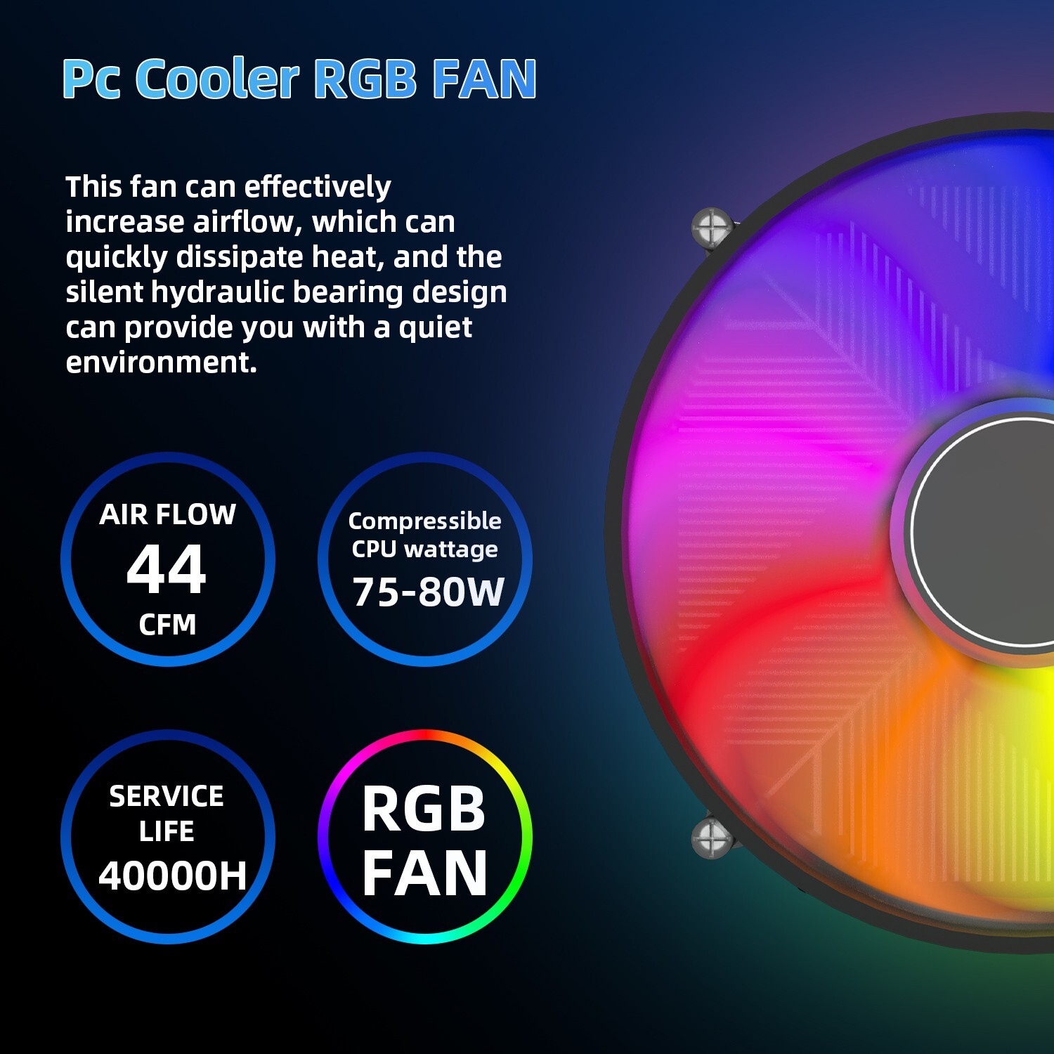 RGB CPU Air Cooler PC Computer 90mm Thermal Fan for Intel LGA 1700/1200/1150 USA