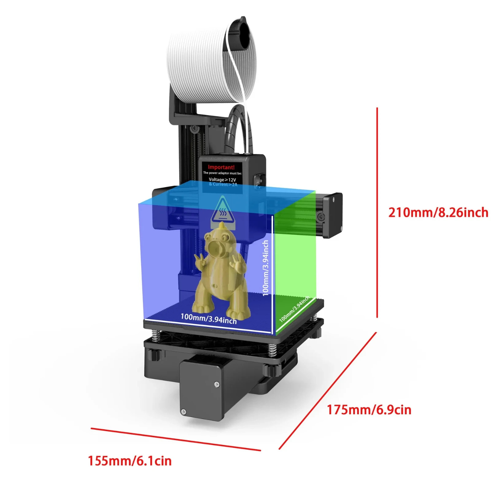 3D Printer Supports TPU PLA 1.75mm Filament Compact DIY FDM Printer Easy to Use