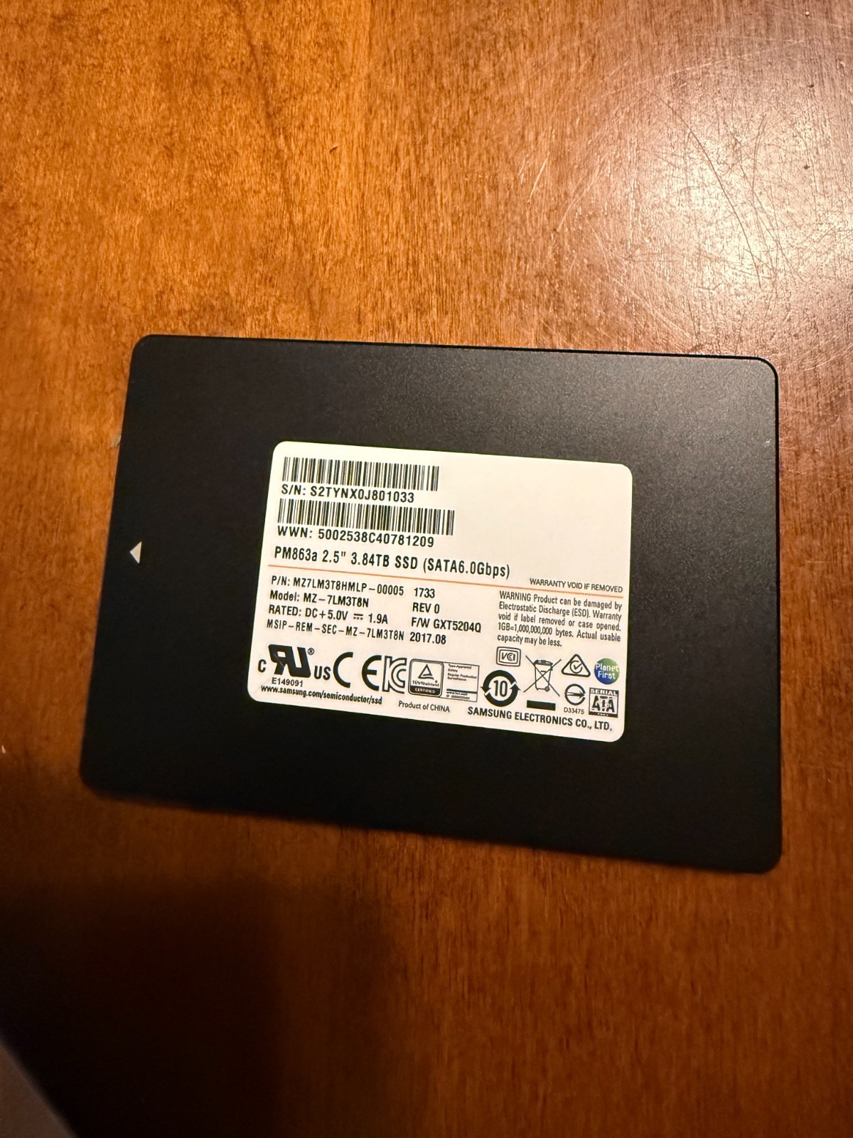 Samsung PM863a 2.5″ 3.84TB Internal SSD (MZ-7LM3T8N) 98.9% Health Rating