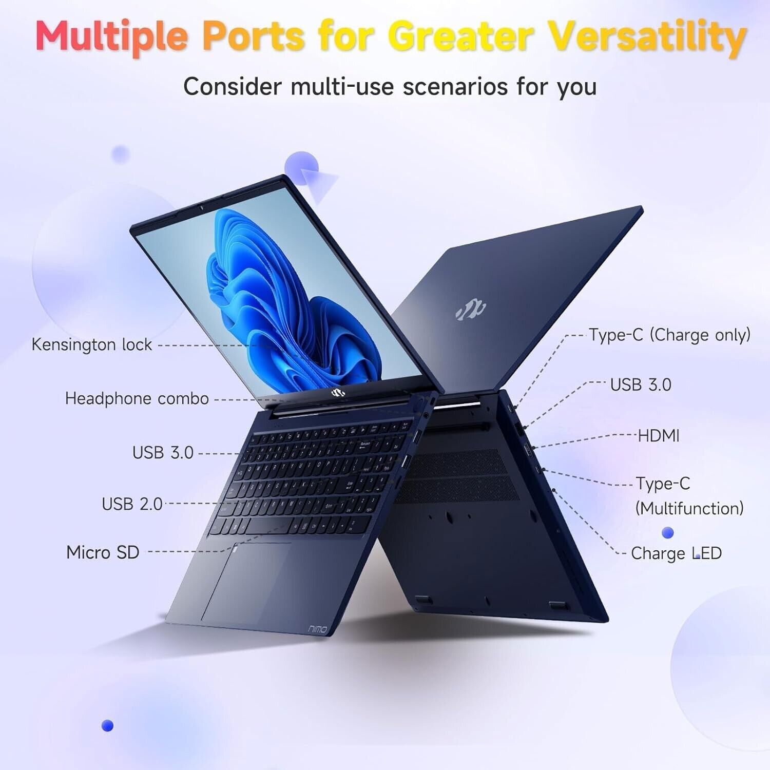 NIMO 15.6″ IPS FHD Business Laptop, Intel 6 Core i3-1215U 8GB RAM 256GB SSD